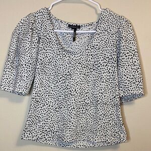 Dynamite Black and White Spotted Blouse